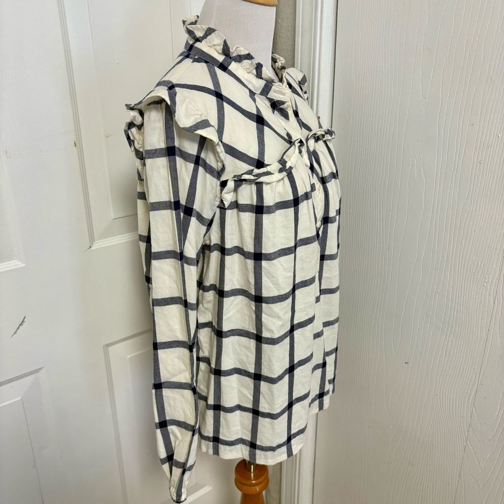 J Crew Ruffle Popover Flannel Top - Picture 4 of 8